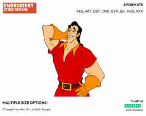 Gaston - Disney's Beauty & The Beast - Embroidery Design in 3 sizes & 8 formats