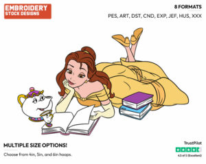 Belle, Mrs Potts, Chip - Disney's Beauty & The Beast - Embroidery Design in 3 sizes & 8 formats