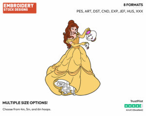 Belle, Mrs Potts, Chip - Disney's Beauty & The Beast - Embroidery Design in 3 sizes & 8 formats