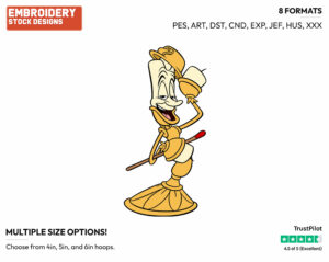 Lumiere - Disney's Beauty & The Beast - Embroidery Design in 3 sizes & 8 formats