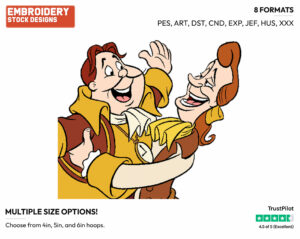 Human Cogsworth, Lumiere - Disney's Beauty & The Beast - Embroidery Design in 3 sizes & 8 formats
