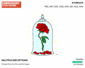 Enchanted Rose - Disney's Beauty & The Beast - Embroidery Design in 3 sizes & 8 formats