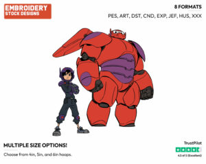 Hiro, Baymax Mech - Disney's Big Hero 6 - Embroidery Design in 3 sizes & 8 formats