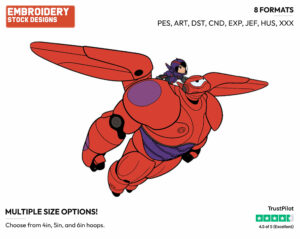 Hiro, Baymax Mech - Disney's Big Hero 6 - Embroidery Design in 3 sizes & 8 formats
