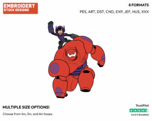 Hiro, Baymax Mech - Disney's Big Hero 6 - Embroidery Design in 3 sizes & 8 formats