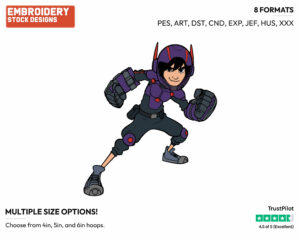 Hiro Hamada - Disney's Big Hero 6 - Embroidery Design in 3 sizes & 8 formats