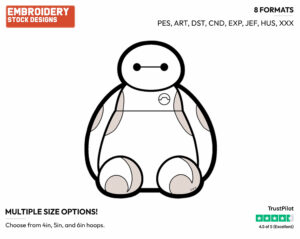 Baymax - Disney's Big Hero 6 - Embroidery Design in 3 sizes & 8 formats