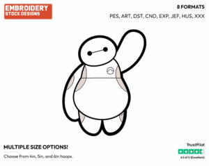 Baymax Waving - Disney's Big Hero 6 - Embroidery Design in 3 sizes & 8 formats
