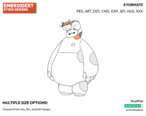 Baymax, Mochi - Disney's Big Hero 6 - Embroidery Design in 3 sizes & 8 formats