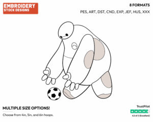 Baymax Chasing A Soccer Ball - Disney's Big Hero 6 - Embroidery Design in 3 sizes & 8 formats