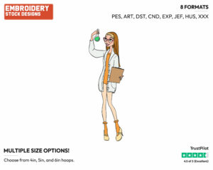 Honey Lemon Studying Flask - Disney's Big Hero 6 - Embroidery Design in 3 sizes & 8 formats