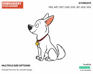 Bolt Side View - Disney's Bolt - Embroidery Design in 3 sizes & 8 formats