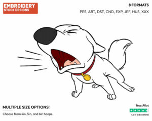 Bolt Barking - Disney's Bolt - Embroidery Design in 3 sizes & 8 formats