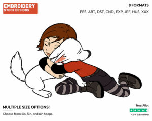 Bolt, Penny Hugging - Disney's Bolt - Embroidery Design in 3 sizes & 8 formats