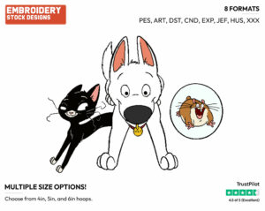 Bolt, Mittens, Rhino - Disney's Bolt - Embroidery Design in 3 sizes & 8 formats