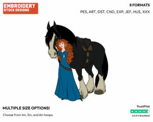 Merida, Angus - Disney's Brave - Embroidery Design in 3 sizes & 8 formats