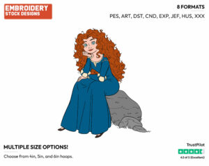Merida Sitting On Rock - Disney's Brave - Embroidery Design in 3 sizes & 8 formats