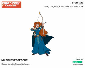 Merida, Bow - Disney's Brave - Embroidery Design in 3 sizes & 8 formats