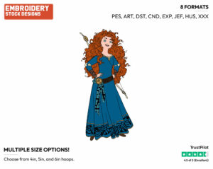 Merida - Disney's Brave - Embroidery Design in 3 sizes & 8 formats