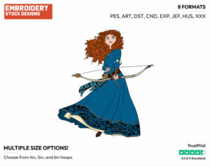 Merida, Bow - Disney's Brave - Embroidery Design in 3 sizes & 8 formats