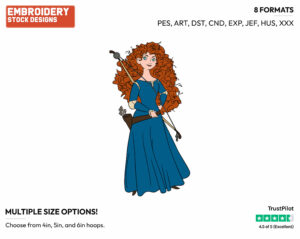 Merida - Disney's Brave - Embroidery Design in 3 sizes & 8 formats