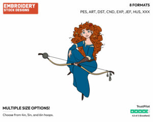 Merida - Disney's Brave - Embroidery Design in 3 sizes & 8 formats