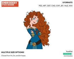 Merida - Disney's Brave - Embroidery Design in 3 sizes & 8 formats