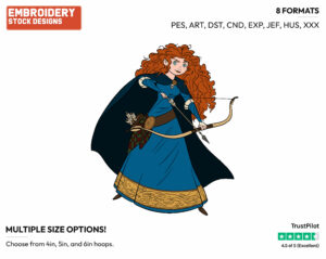 Merida, Bow - Disney's Brave - Embroidery Design in 3 sizes & 8 formats