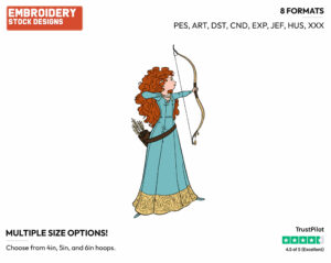 Merida Shooting - Disney's Brave - Embroidery Design in 3 sizes & 8 formats