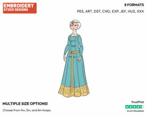 Merida In Traditional Costume - Disney's Brave - Embroidery Design in 3 sizes & 8 formats