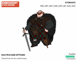 King Fergus - Disney's Brave - Embroidery Design in 3 sizes & 8 formats