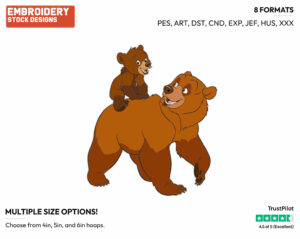 Kenai, Koda - Disney's Brother Bear - Embroidery Design in 3 sizes & 8 formats