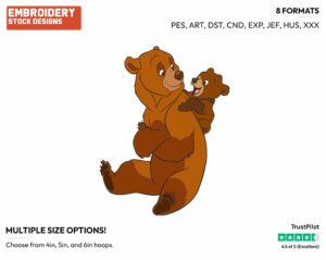 Kenai, Koda - Disney's Brother Bear - Embroidery Design in 3 sizes & 8 formats
