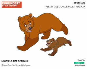 Kenai, Koda - Disney's Brother Bear - Embroidery Design in 3 sizes & 8 formats