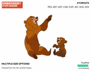 Kenai, Koda - Disney's Brother Bear - Embroidery Design in 3 sizes & 8 formats