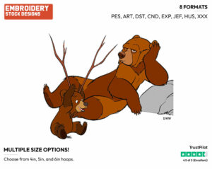 Kenai, Koda - Disney's Brother Bear - Embroidery Design in 3 sizes & 8 formats