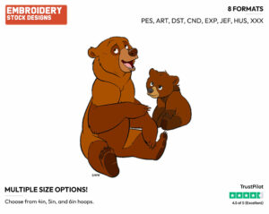 Kenai, Koda - Disney's Brother Bear - Embroidery Design in 3 sizes & 8 formats