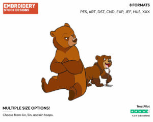 Kenai, Koda - Disney's Brother Bear - Embroidery Design in 3 sizes & 8 formats