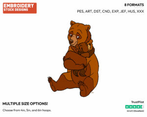 Kenai, Koda Hugging - Disney's Brother Bear - Embroidery Design in 3 sizes & 8 formats