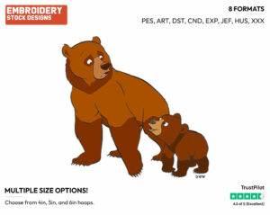 Kenai, Koda - Disney's Brother Bear - Embroidery Design in 3 sizes & 8 formats