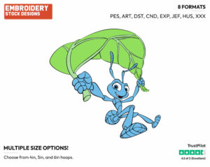 Flik Parachute - Disney's A Bug's Life - Embroidery Design in 3 sizes & 8 formats
