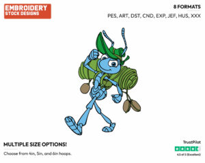 Flik Falling - Disney's A Bug's Life - Embroidery Design in 3 sizes & 8 formats