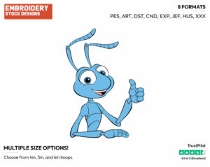 Flik Giving Thumbs Up - Disney's A Bug's Life - Embroidery Design in 3 sizes & 8 formats