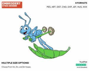 Flik Skiing - Disney's A Bug's Life - Embroidery Design in 3 sizes & 8 formats