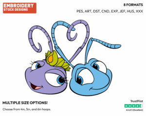 Flik, Atta - Disney's A Bug's Life - Embroidery Design in 3 sizes & 8 formats