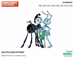 Rosie, Flik - Disney's A Bug's Life - Embroidery Design in 3 sizes & 8 formats