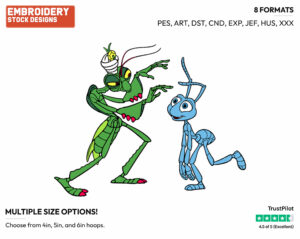 Manny Hypnotizing Flik - Disney's A Bug's Life - Embroidery Design in 3 sizes & 8 formats