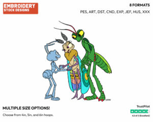 Flik, Gypsy, Manny - Disney's A Bug's Life - Embroidery Design in 3 sizes & 8 formats