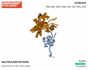 Hopper, Flik - Disney's A Bug's Life - Embroidery Design in 3 sizes & 8 formats