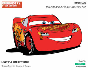 Lightning Mcqueen - Disney's Cars - Embroidery Design in 3 sizes & 8 formats